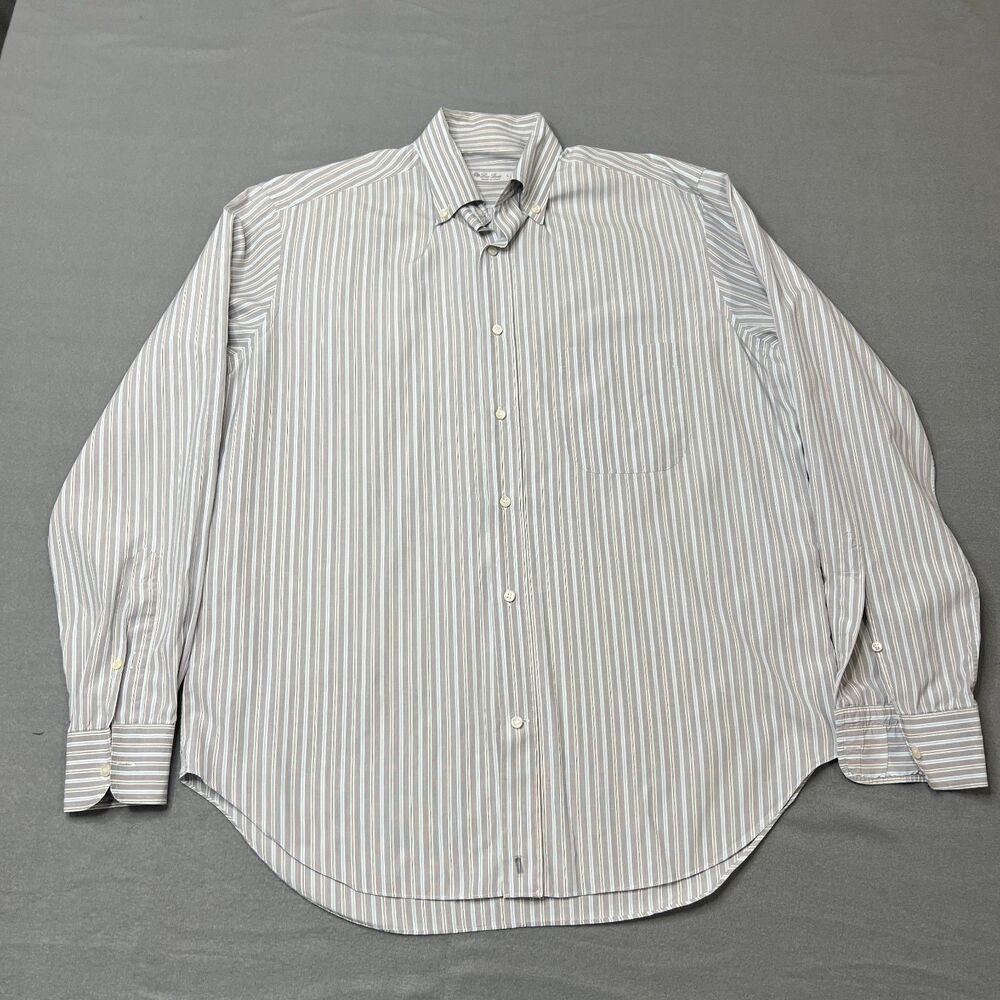 Loro Piana Shirt Mens L Multi Striped 100% Cotton Long Sleeve Casual Button-Down